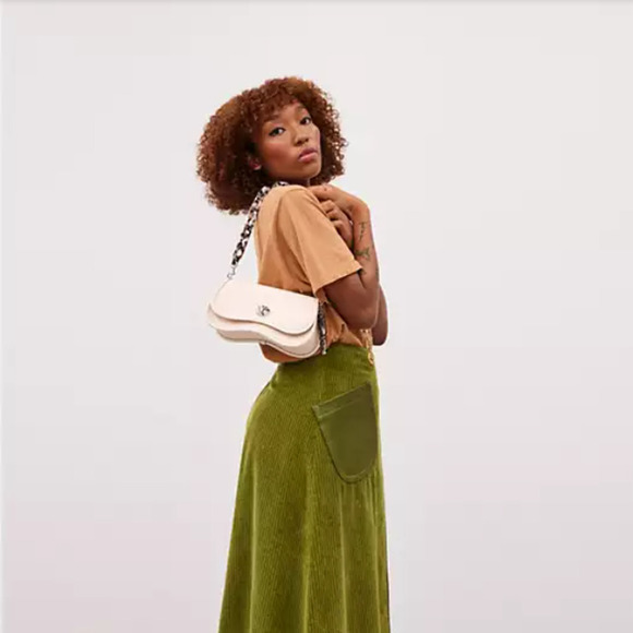 Coach Wavy Dinky Bag Shoulder Crossbody Coachtopia Leather CK113 Cloud Chalk NWT - Picture 5 of 10